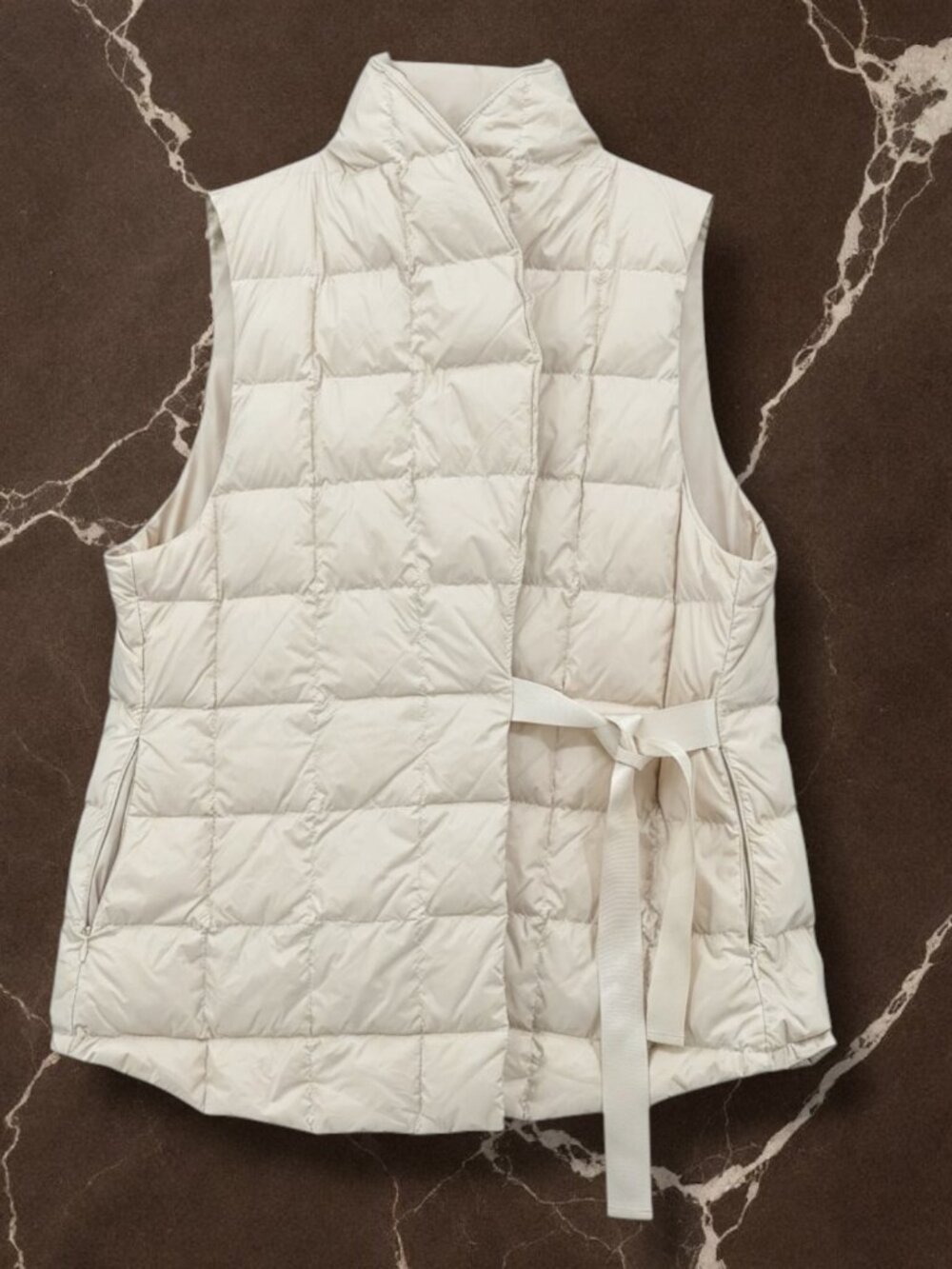 Anorak‎ Cream Down Packable Asymmetrical Puffer Vest XL